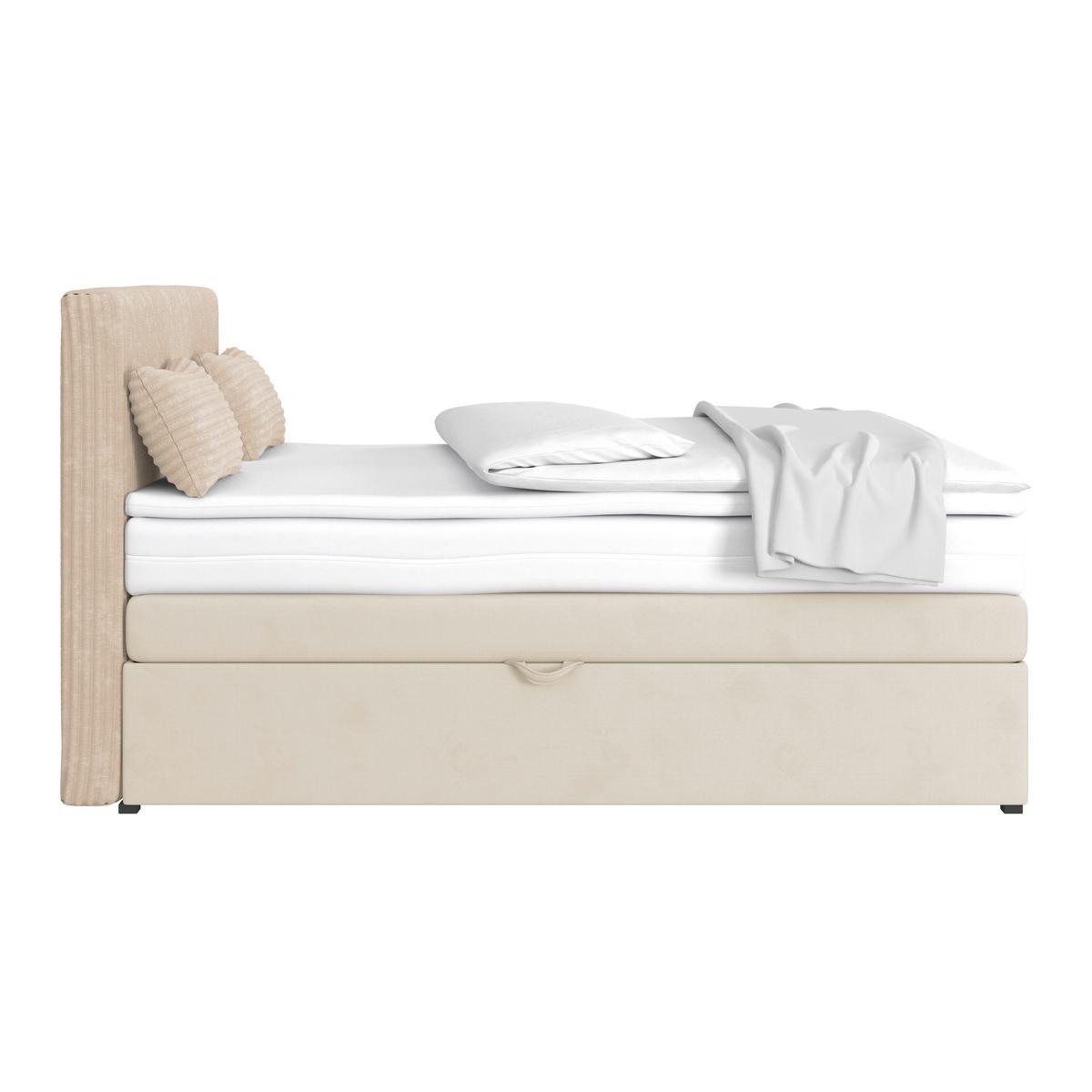 Boxspringbett mit Topper & Bettkasten 140x200 Rossa - Silberfarben/Creme, MODERN, Holzwerkstoff/Textil (140/200cm)