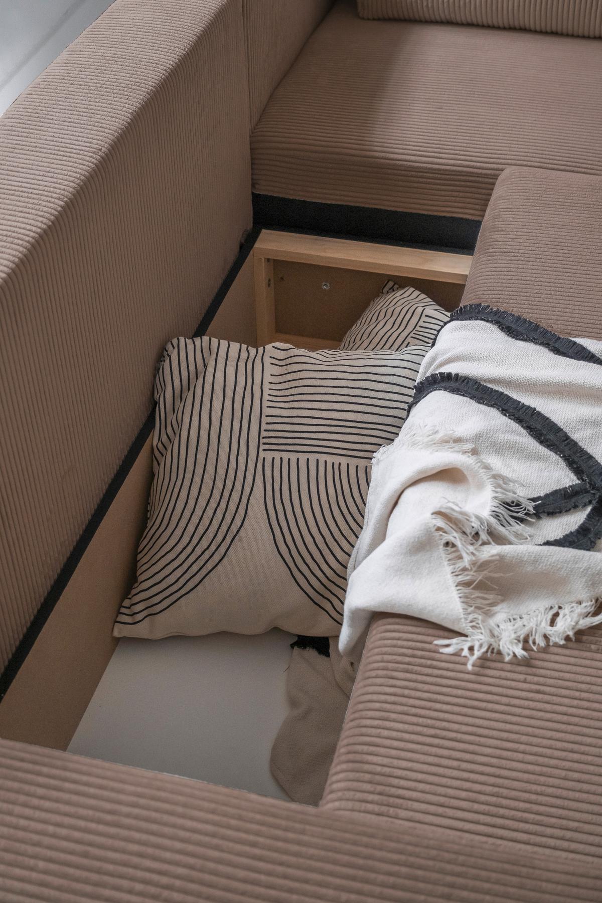 Sedačka Oliver, pravá, šedohnědá barva - černá/šedohnědá, Design, textil/plast (247/194cm) - MID.YOU