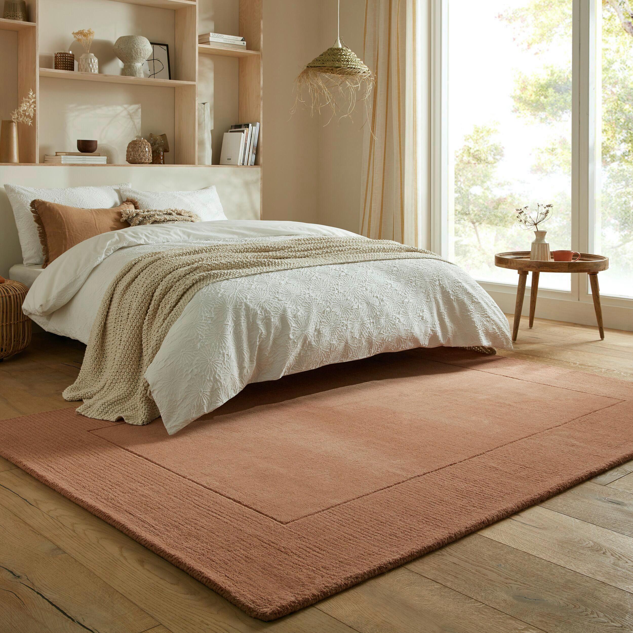 Handwebteppich Woll Bordüre Orange 120x170 - Orange, Basics, Textil (120/170cm)