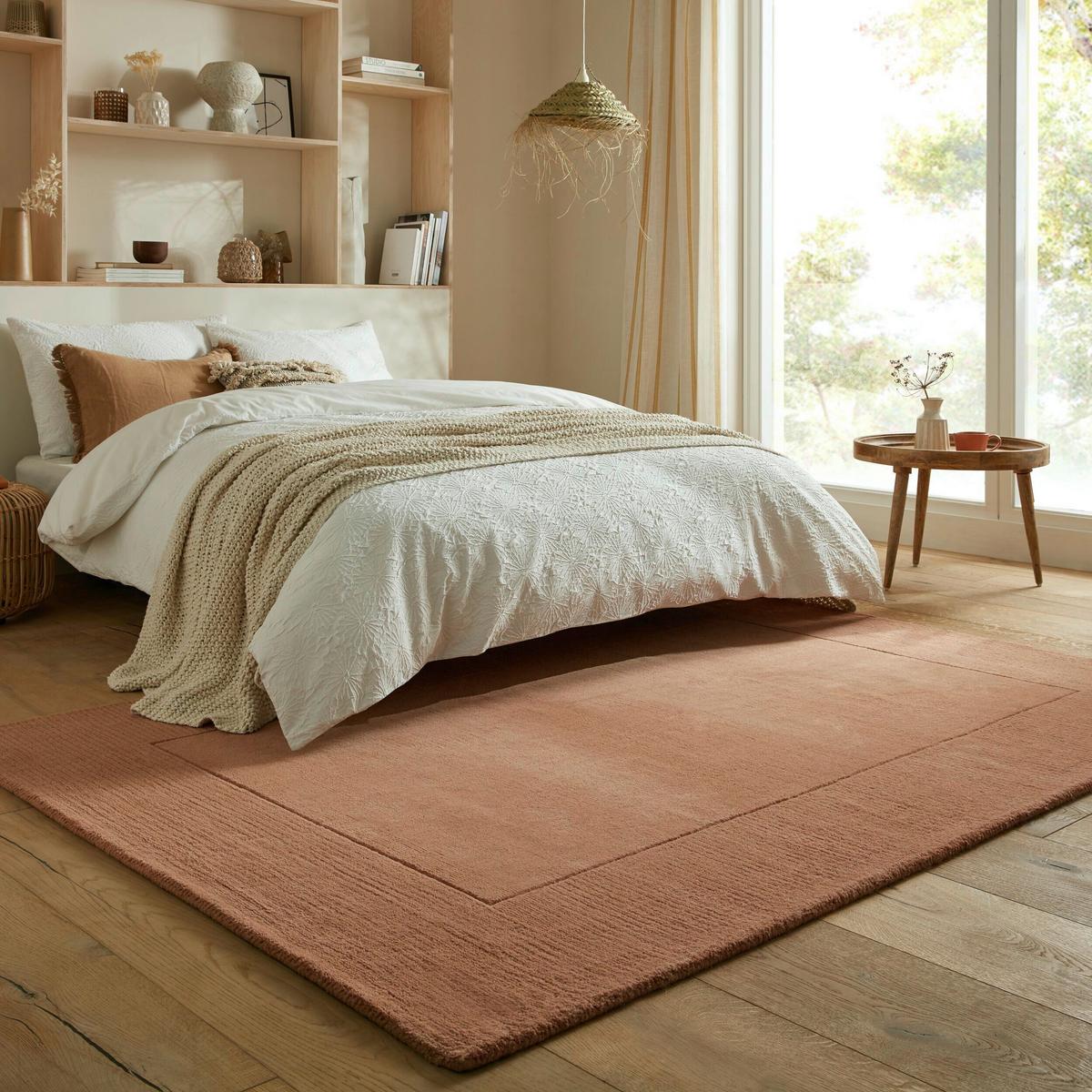 Handwebteppich Woll Bordüre Orange 160x230 - Orange, Basics, Textil (160/230cm)