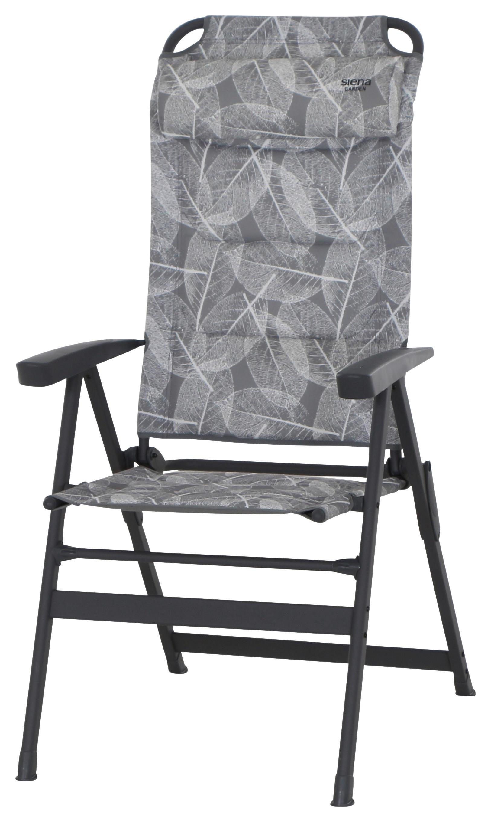 Campingsessel Klappbar Mit Armlehnen + Kopfpolster - Anthrazit/Grau, KONVENTIONELL, Textil/Metall (61/121/68cm) - Siena Garden