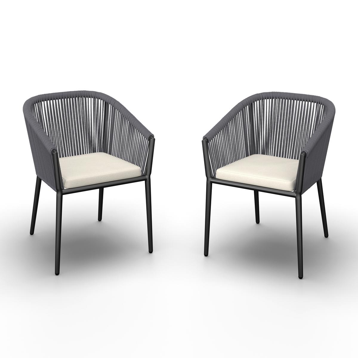 SADA ZAHRADNÍCH KŘESEL BENICIA - bílá/černá, Moderní, kov/textil (55/76/63cm) - Bessagi Garden