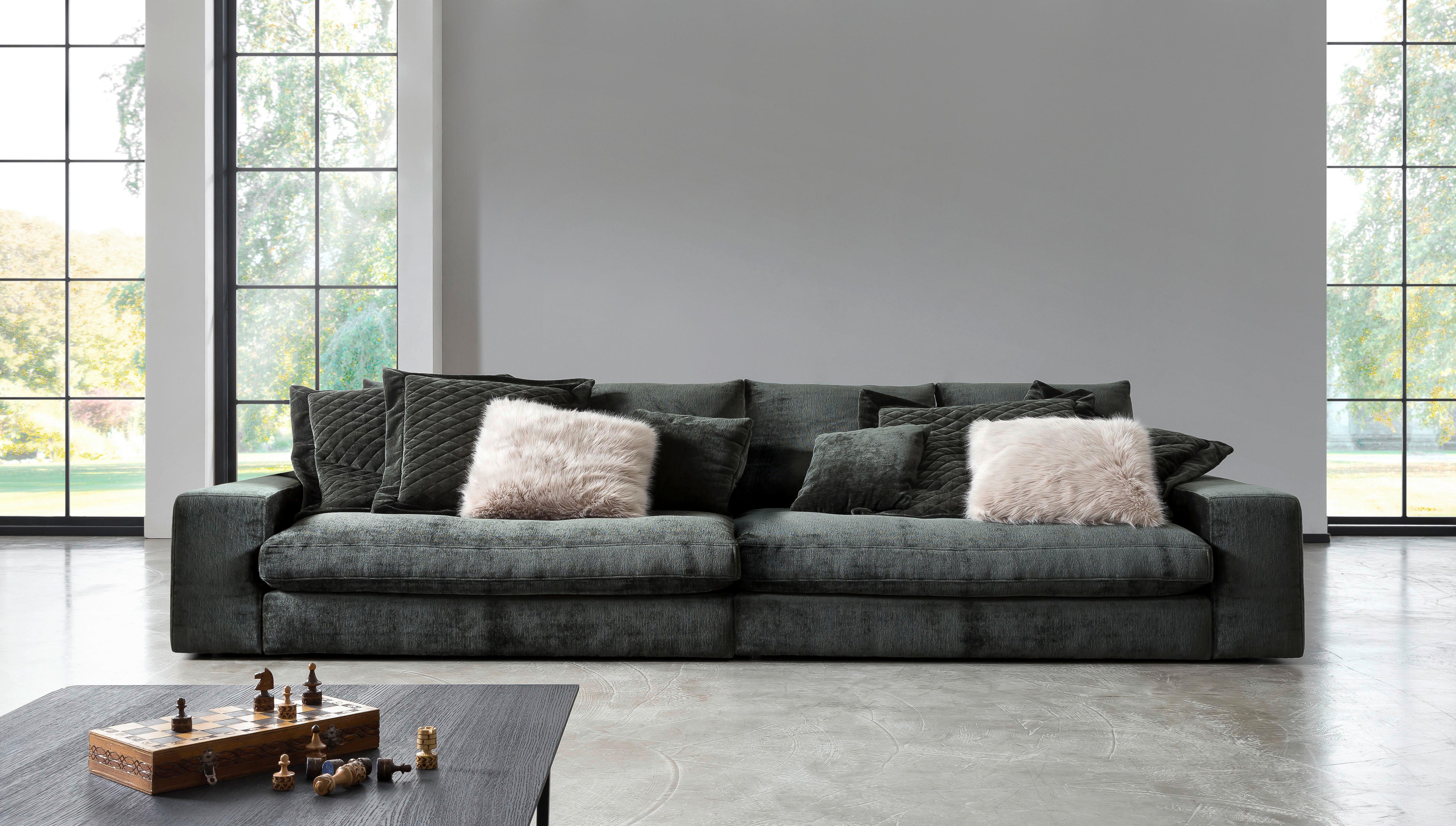 Bigsofa Be Relaxed - Dunkelgrün/Schwarz, MODERN, Textil (273/67/125cm) - MID.YOU