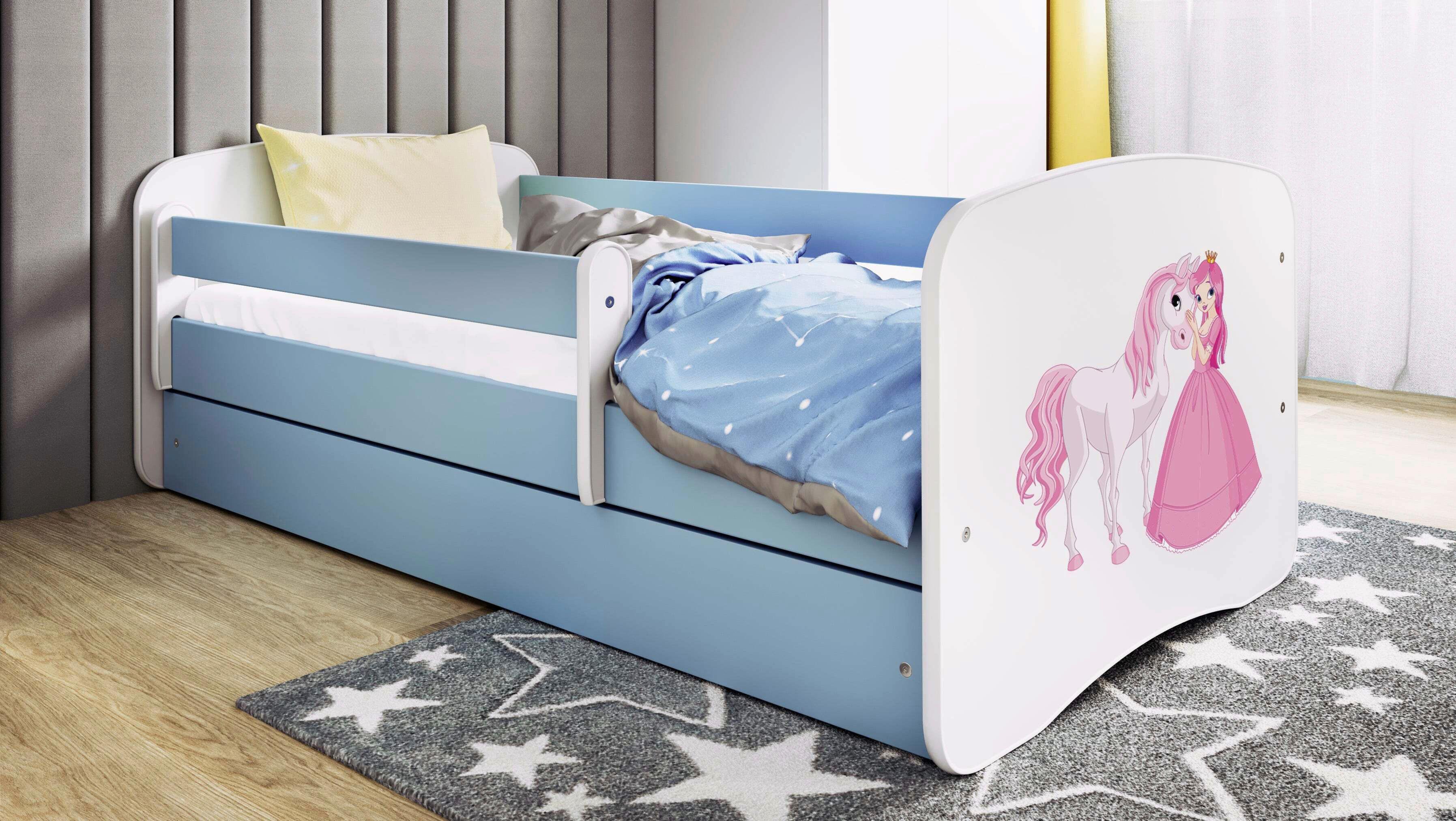 Kinder-/Juniorbett Babydreams inkl. Matratze 80x160 - Blau/Birkefarben, MODERN, Holz/Holzwerkstoff (80/160cm) - MID.YOU
