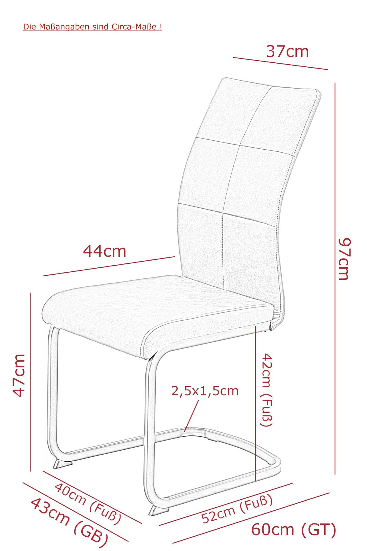 Schwingstuhl-set Melanie S 4er-Set - Anthrazit/Schwarz, MODERN, Textil/Metall (42/98/60cm) - MID.YOU