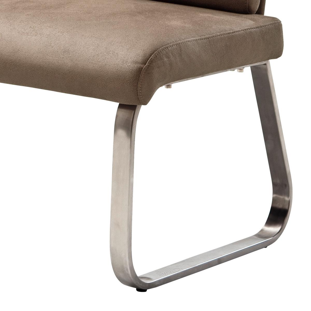 Sitzbank Mit Lehne Sandfarben Rabea B: 180 Cm - Sandfarben/Edelstahlfarben, Design, Textil/Metall (180/98/70cm) - Livetastic
