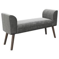 Hockerbank Tiffany Samt Anrhrazit H: 54,50 Cm - Anthrazit/Walnussfarben, MODERN, Textil (92,7/54,5/30cm) - Playboy