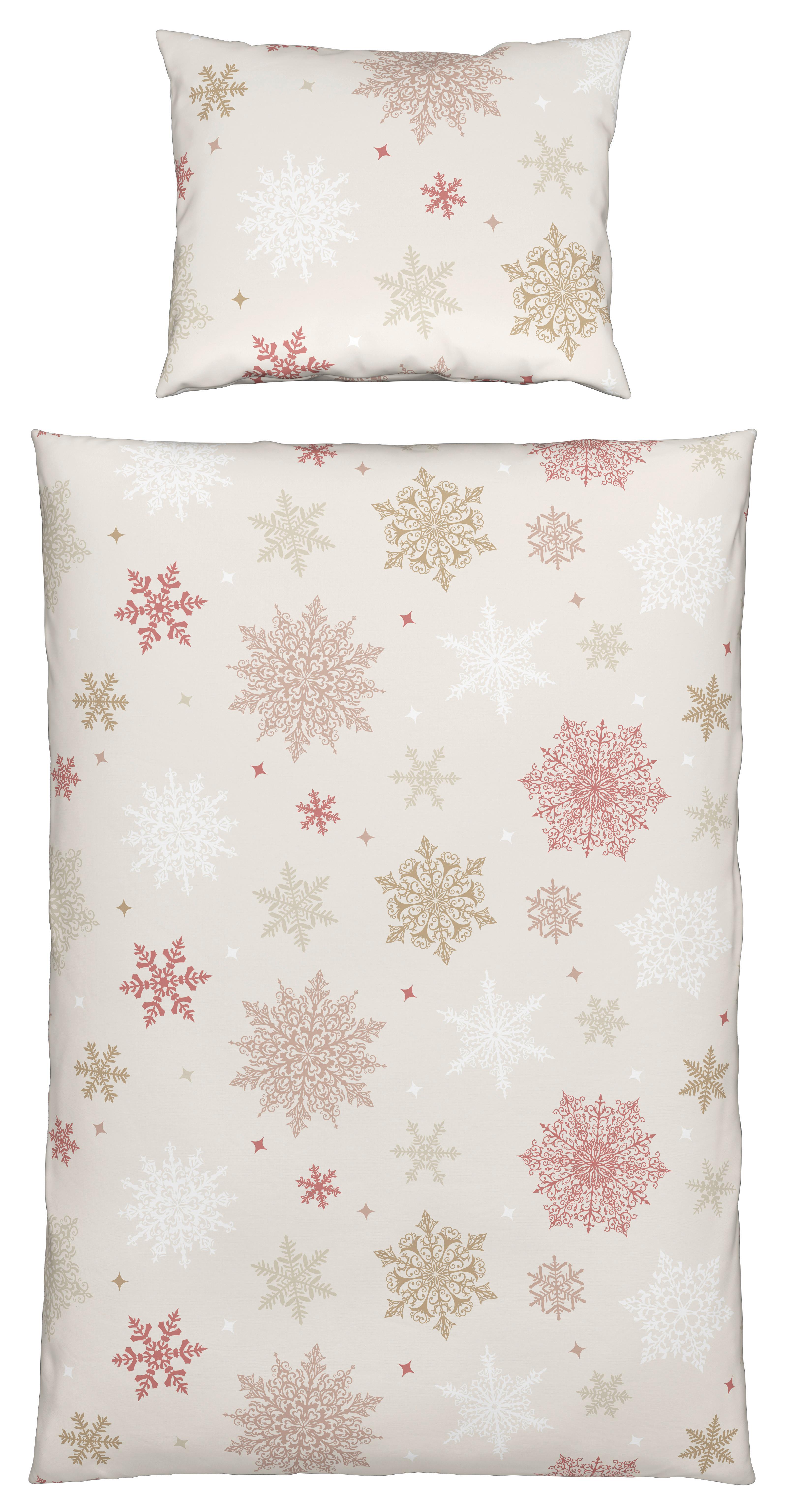 Bettwäsche Snowflake - Beige/Rot, MODERN, Textil - Luca Bessoni
