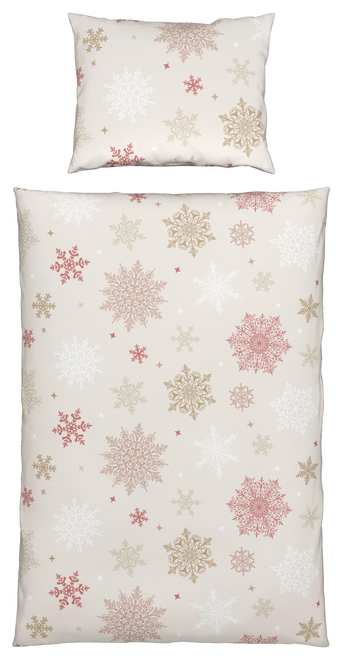 Bettwäsche Snowflake - Beige/Rot, MODERN, Textil - Luca Bessoni