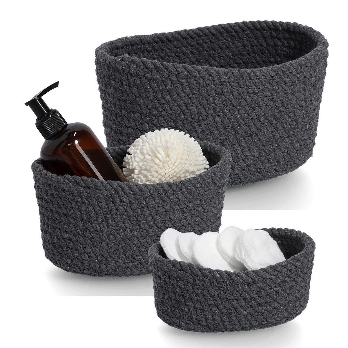 KORBSET Textil, Dunkelgrau - Dunkelgrau, Basics, Textil (24/17/13cm)