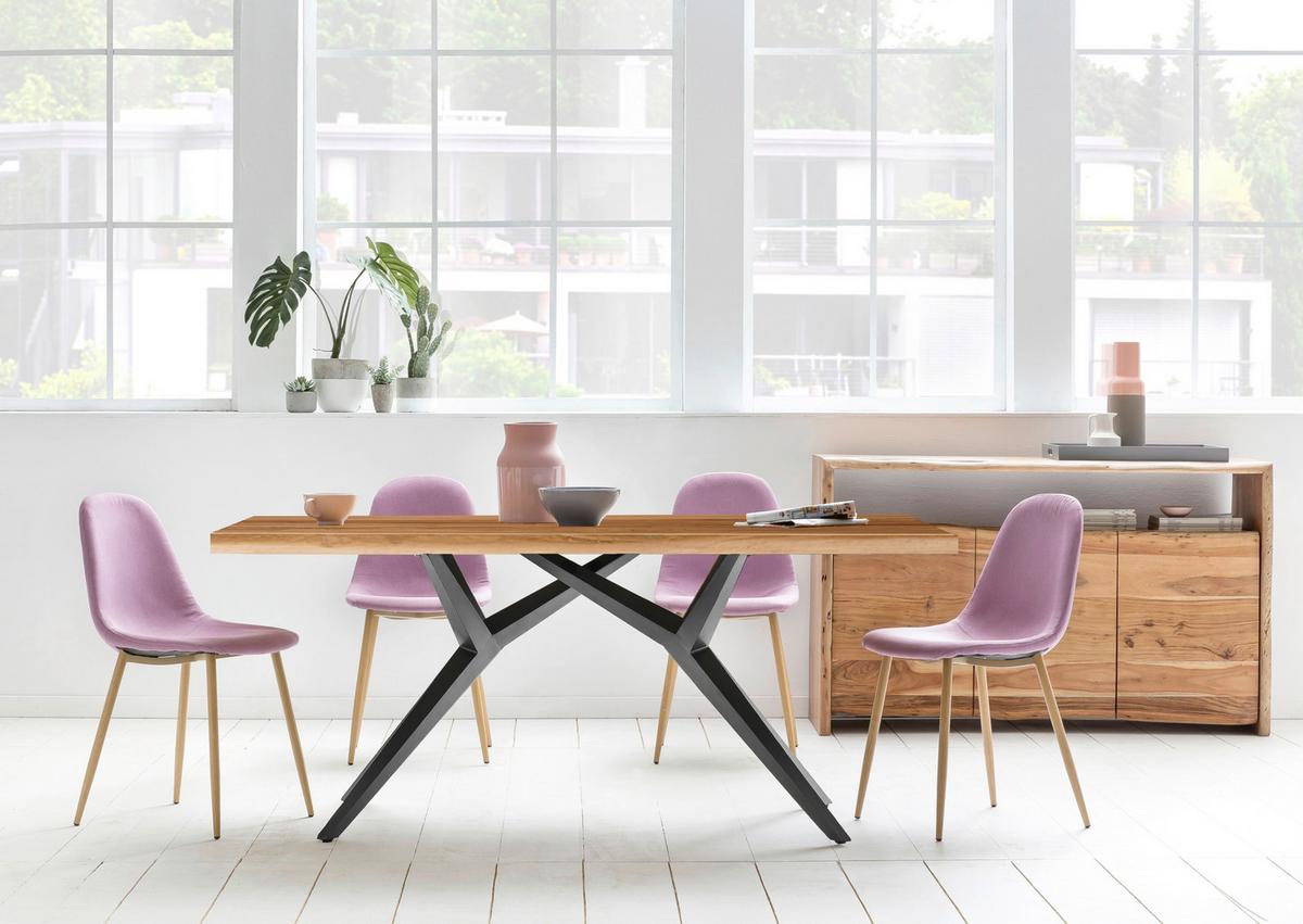 ESSTISCH Schwarz/Naurfarben L: 220cm - Schwarz/Naturfarben, MODERN, Holz/Metall (220/100/73cm) - MID.YOU