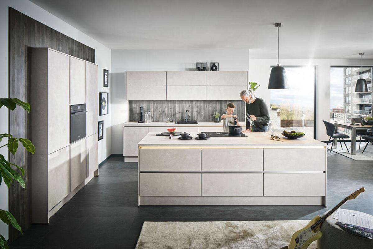 Einbauküchen Pn 100 Frei Planbar Modernes Design - Hellgrau, Holzwerkstoff - Pino