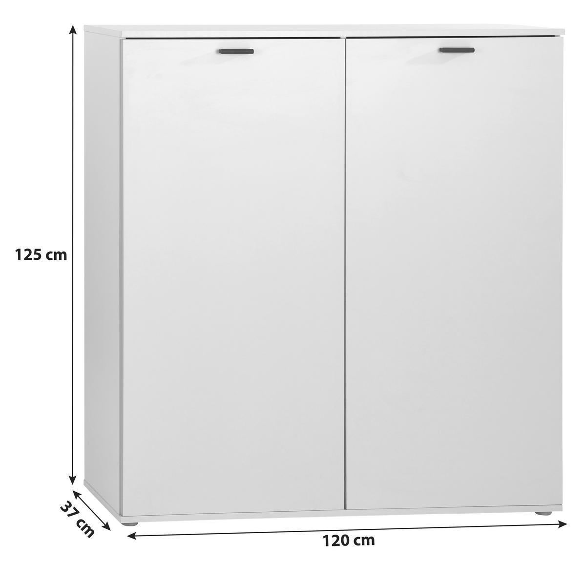 Schuhschrank Boot 2 Weiß B: 120 cm - Weiß, MODERN, Holzwerkstoff (120/125/37cm)