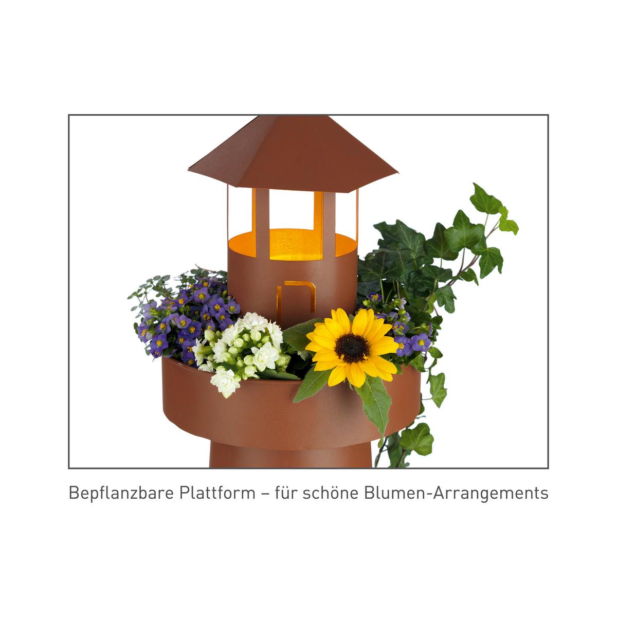 Led Dekosäule Mit Schale Garvida Leuchtturm H: 70,6 Cm - Rostfarben, Basics, Metall (18,5/18,5/70,6cm)