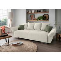 Bigsofa Pera, Beige B: 242 cm - Chromfarben/Dunkelgrün, MODERN, Textil (242/71/90/131cm) - Livetastic