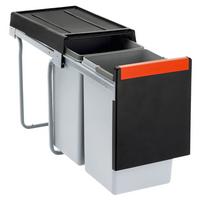 Abfallsammler Cube 30 2x15l Handauszug Bxhxt 25x47x43 Cm - Hellgrau/Schwarz, Kunststoff (25.3/46.7/43.3cm)