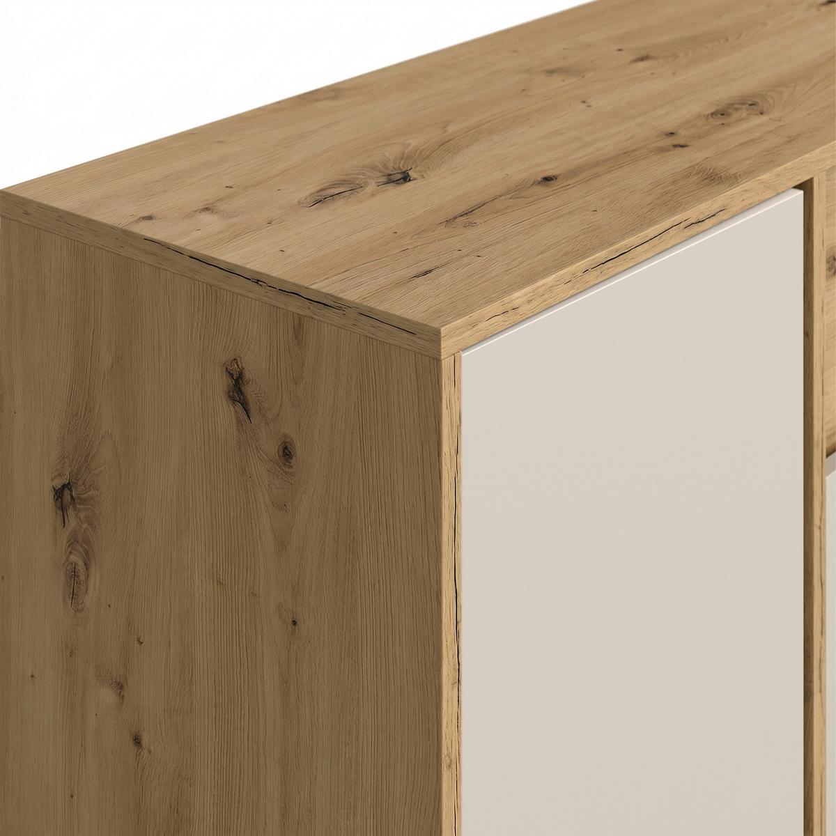 Sideboard Caneva Eiche Artisan/Kaschmir B:128cm - Kaschmir/Schwarz, MODERN, Holzwerkstoff (128/86/40,3cm)