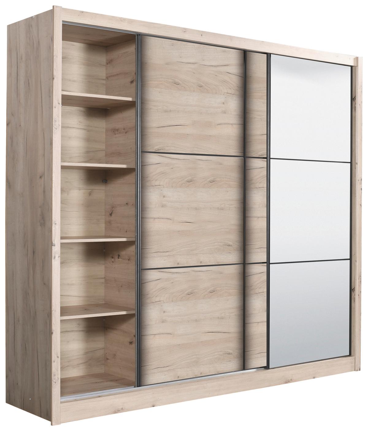 Tolóajtós Szekrény Navara 242/215,5 Cm - tölgyfa, Basics (242/215,5/60,5cm)