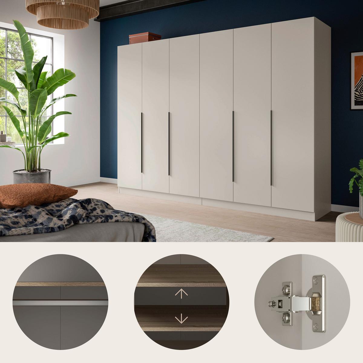DREHTÜRENSCHRANK Kopenhagen Kaschmir B: 240cm - Kaschmir, MODERN, Holzwerkstoff (240/181/52cm) - Livetastic