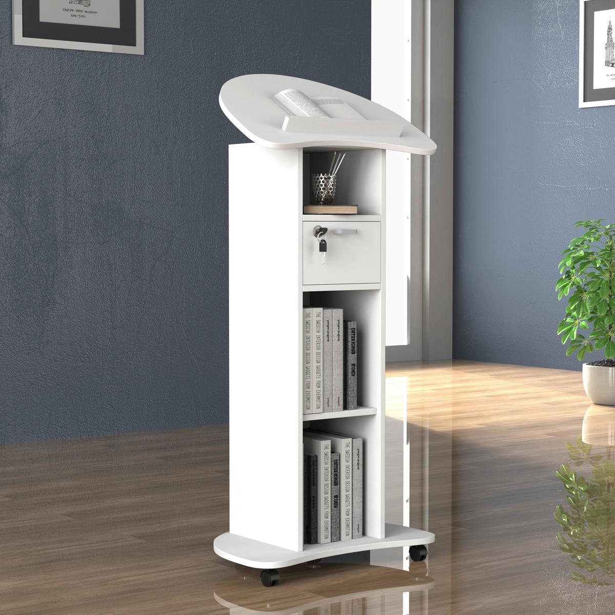 Stehpult Redola M B: 56 Cm Weiß - Weiß, MODERN, Holzwerkstoff (56/110/37cm) - MID.YOU