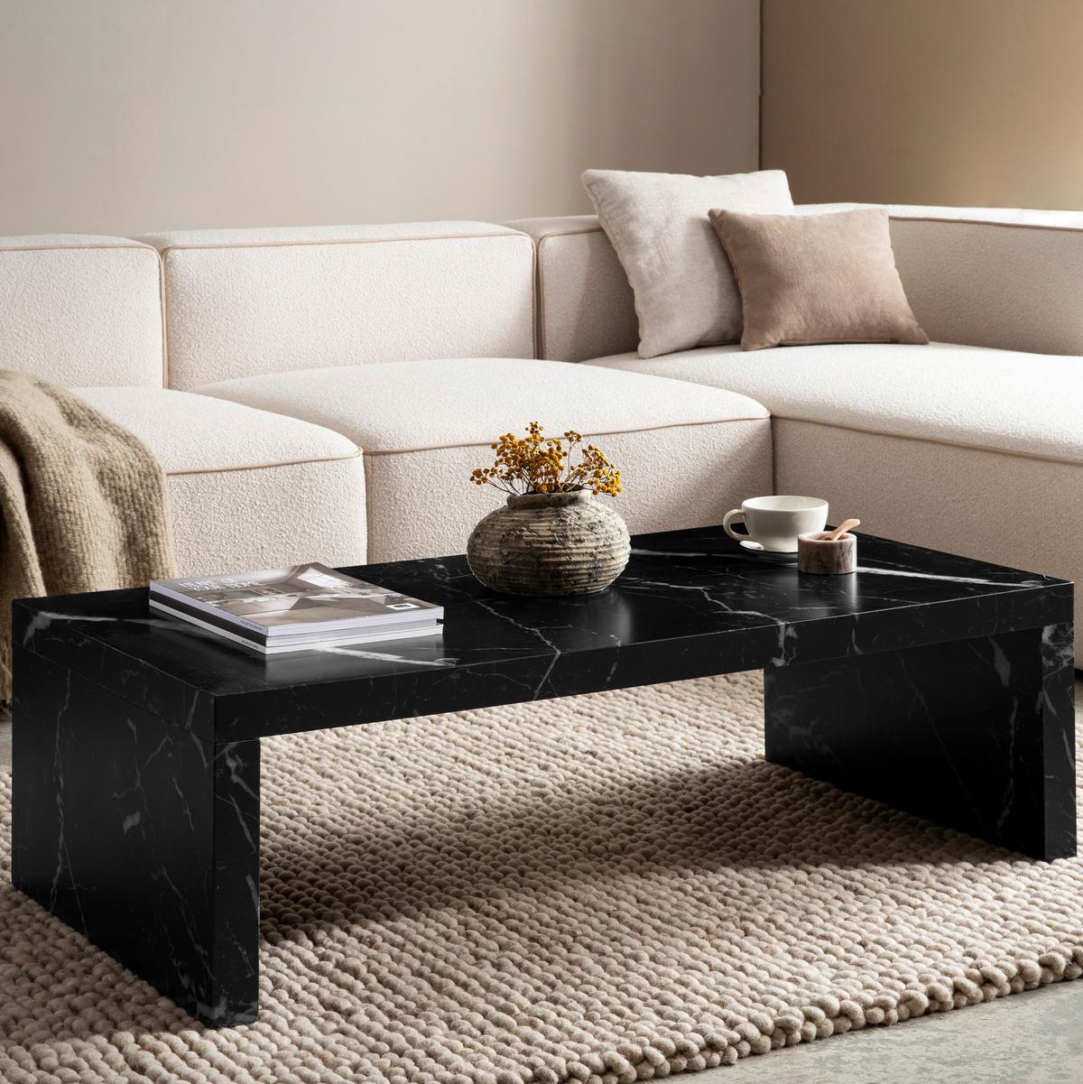 Couchtisch Schwarz L: 110 cm - Schwarz, Design, Holzwerkstoff (110/55/35cm) - Livetastic