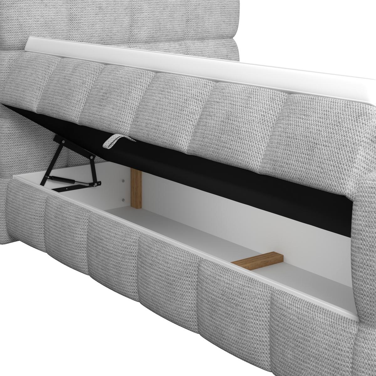 Boxspringbett Brisbane inkl. Bettkasten 120x200 - Hellgrau/Schwarz, Trend, Holz/Holzwerkstoff (120/200cm) - Sembella