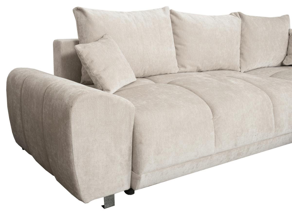ECKSCHLAFSOFA Ramon, Creme S: 196x182 cm - Chromfarben/Beige, Trend, Textil (296/182cm)