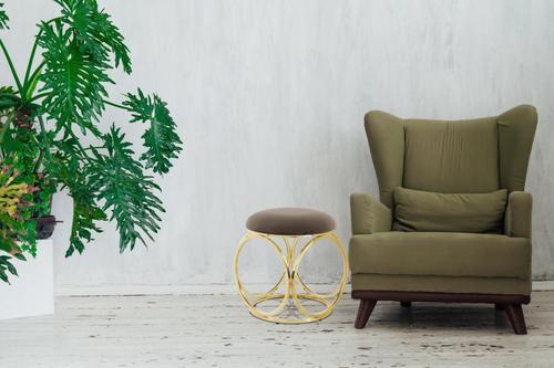 Hocker Whitney 325 Goldfarben/Taupe B: 40 cm - Taupe/Goldfarben, Design, Textil/Metall (40/49/40cm) - Kayoom