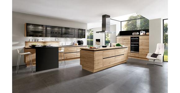 Einbauküche Riga Frei Planbar Modern, Grifflos - Eichefarben/Schwarz, MODERN, Holzwerkstoff - Vertico