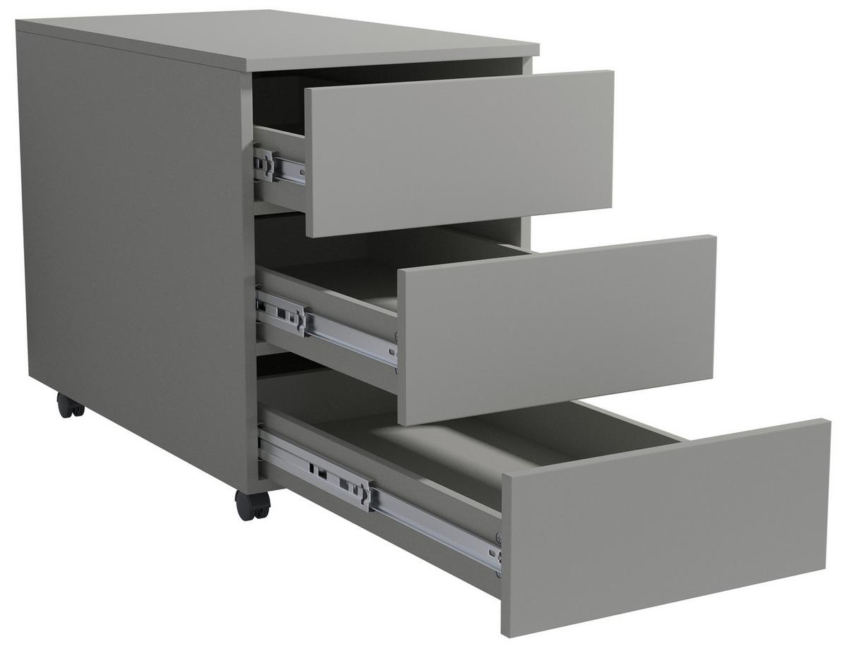 Rollcontainer Dalosa Grau B: 39 cm - Schwarz/Grau, Design, Holzwerkstoff/Kunststoff (39/55/70cm) - MID.YOU