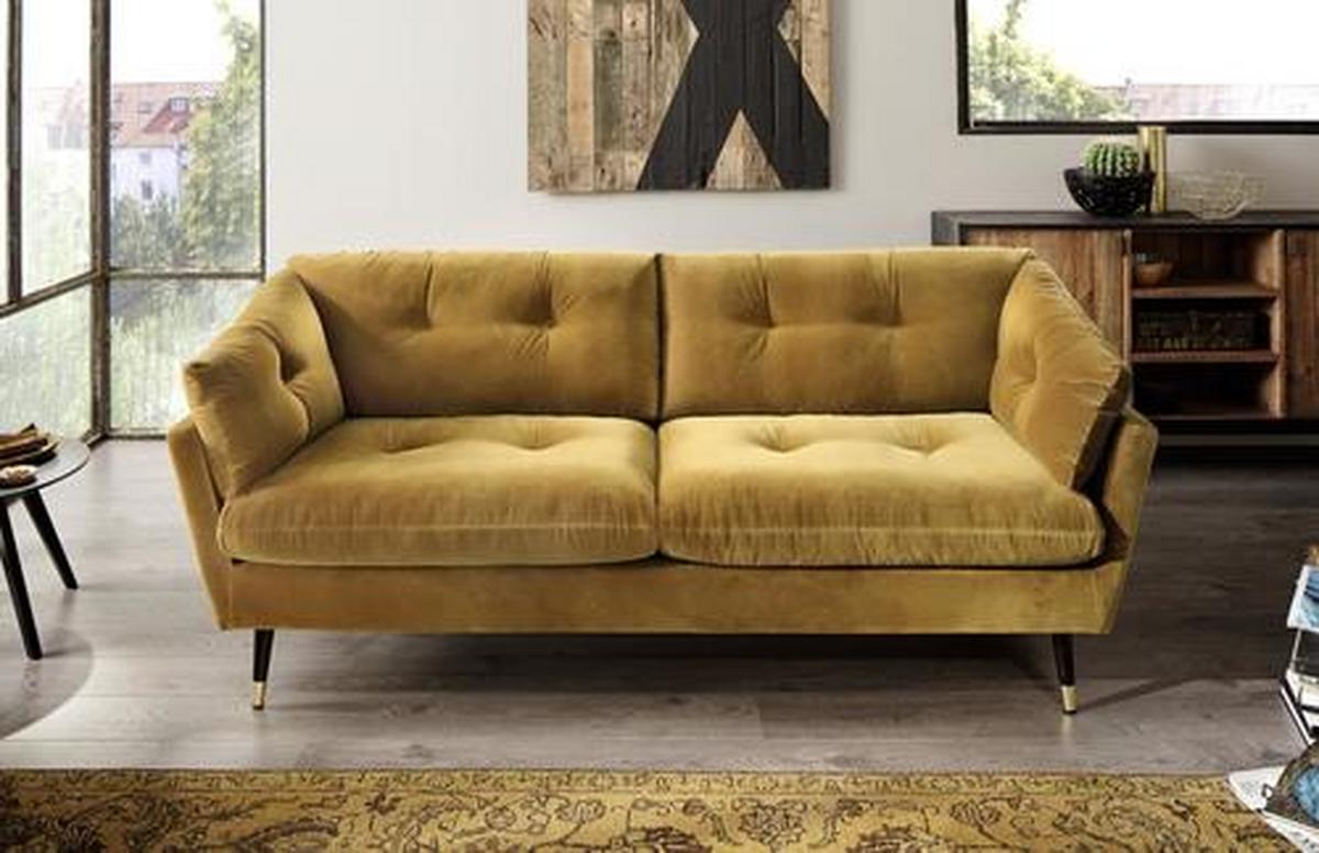 Trojmiestna pohovka JAPAN žlutá barva - žlutá, Moderní, textil (206/85/89cm) - Mömax