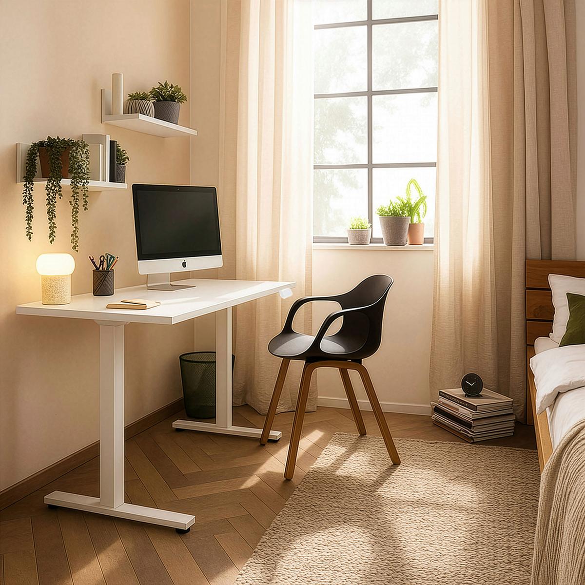 Schreibtisch Torge Weiß B: 138cm - Weiß, Basics, Holzwerkstoff/Kunststoff (138/60/72,7-117,2cm) - MID.YOU