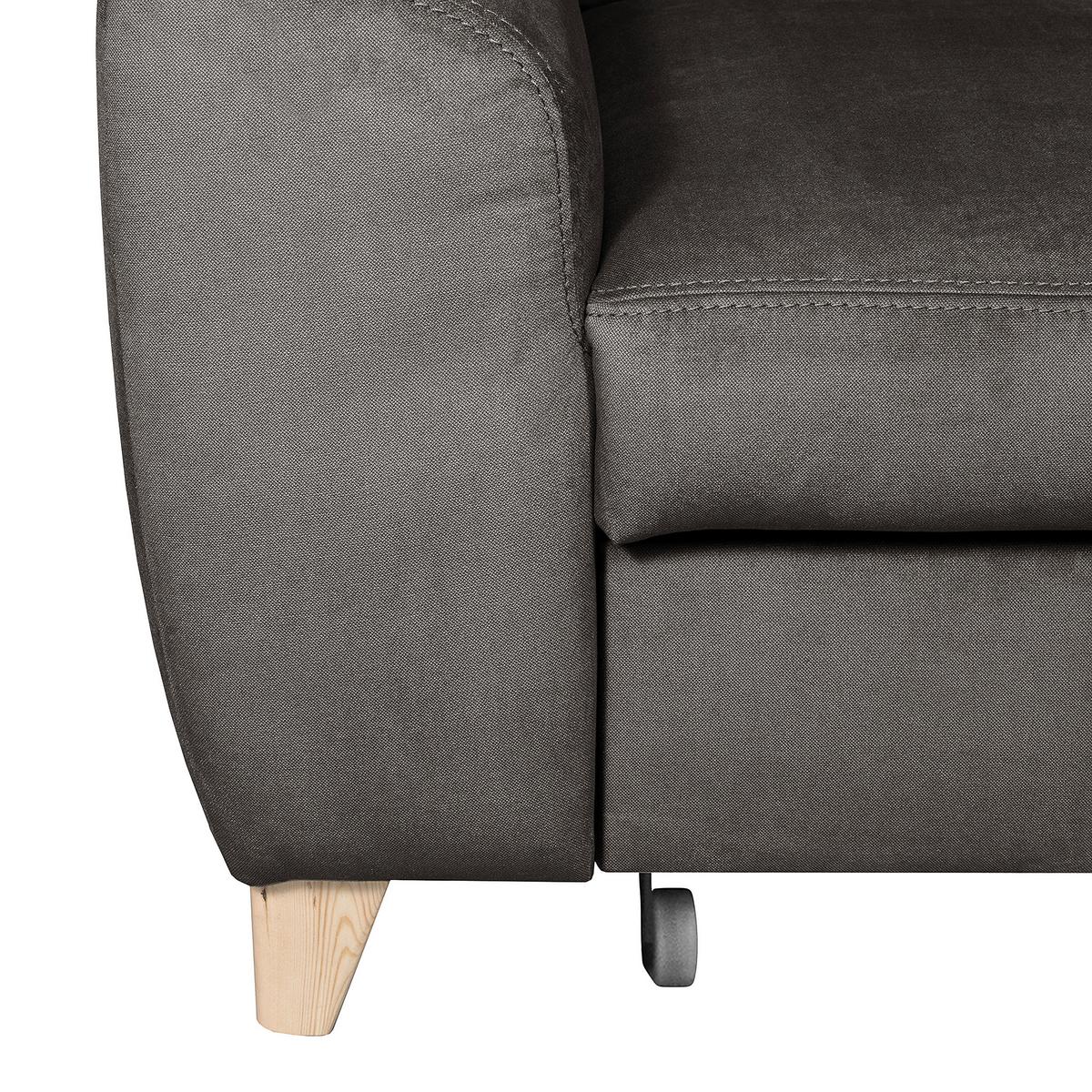Ecksofa Aspen Mit Bettkasten Webstoff Dunkelgrau 245x208 Cm - Dunkelgrau/Buchefarben, Design, Textil (245/208cm) - Livetastic