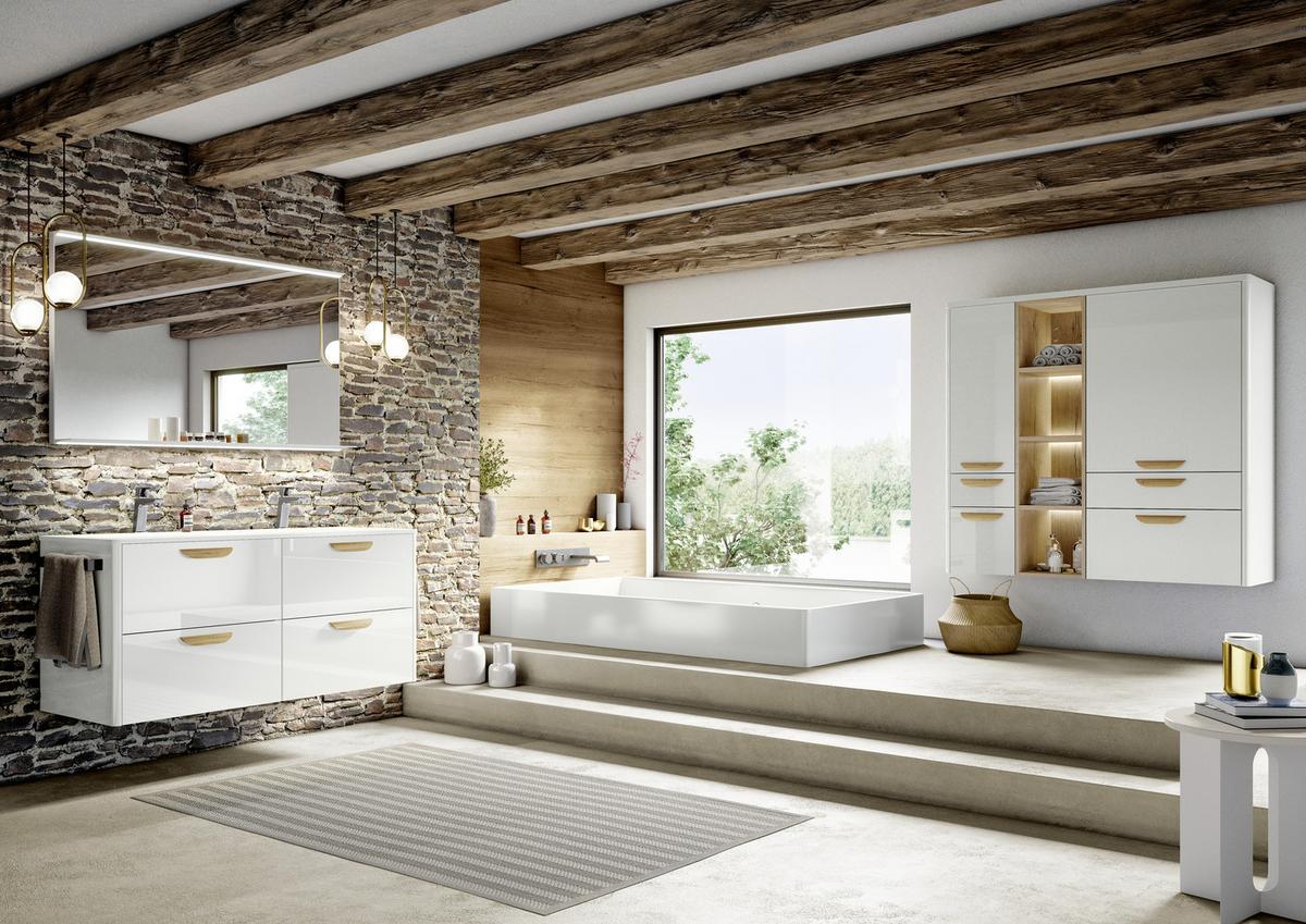 TV-Element Las Vegas Weiß B: 160 cm - Sandfarben/Weiß, MODERN, Holzwerkstoff (160/36/37cm) - Vertico
