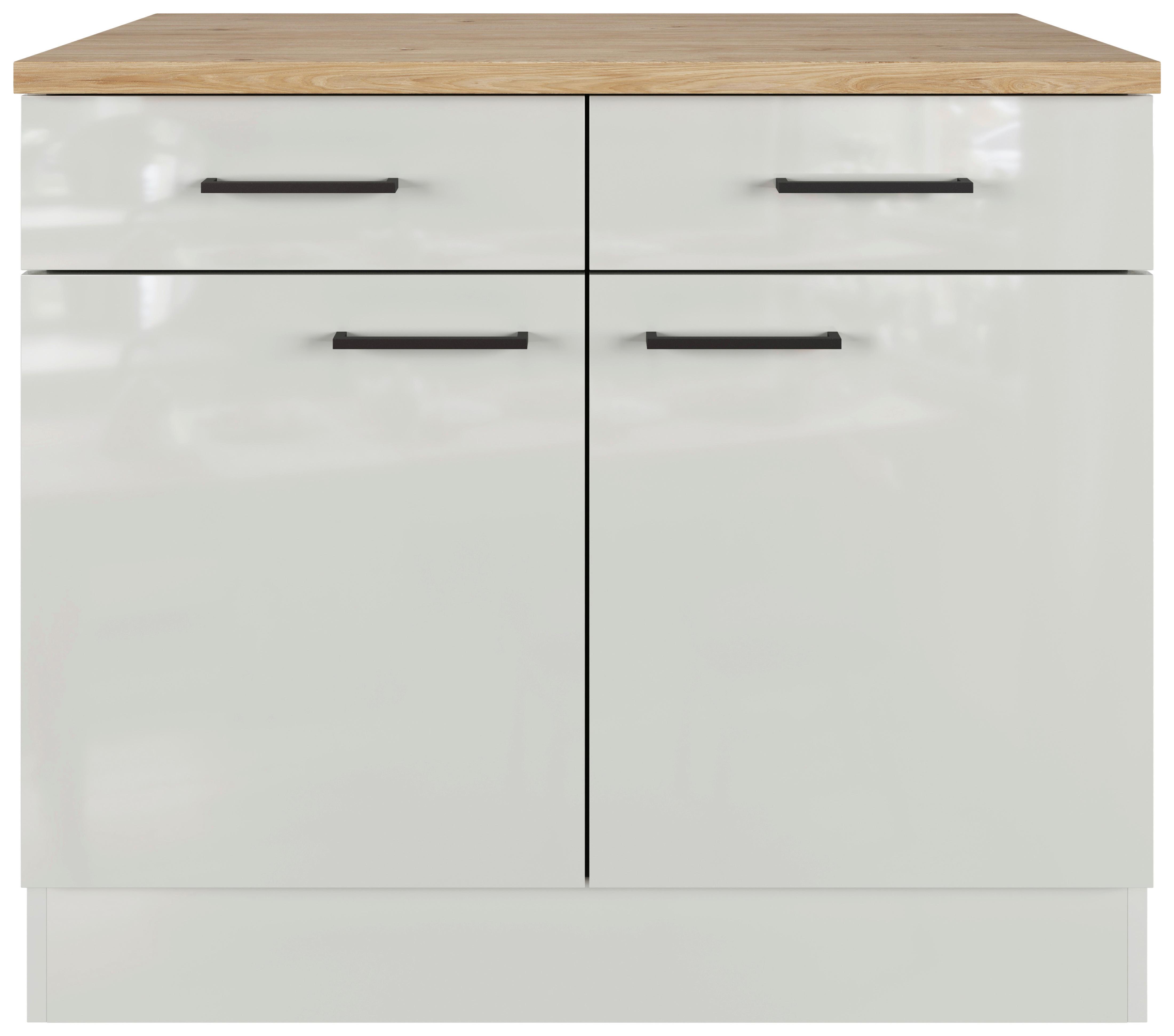 Kuchyňská spodní skříňka LEVI - šedá/černá, Moderní, kov/kompozitní dřevo (100/86/60cm) - FlexWell