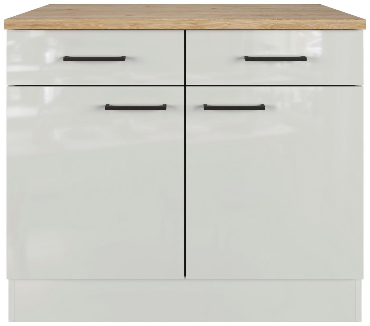 Kuchyňská spodní skříňka LEVI - šedá/černá, Moderní, kov/kompozitní dřevo (100/86/60cm) - FlexWell