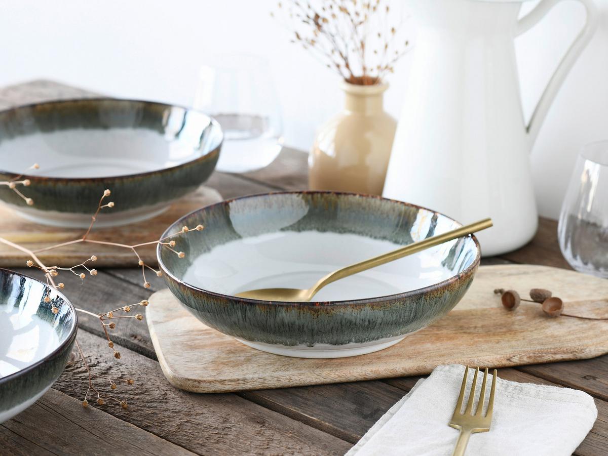 Schüsselset 4 -Teilig. Cascade Steinzeug: Weiß/Grau - Weiß/Grau, Design, Keramik - Creatable
