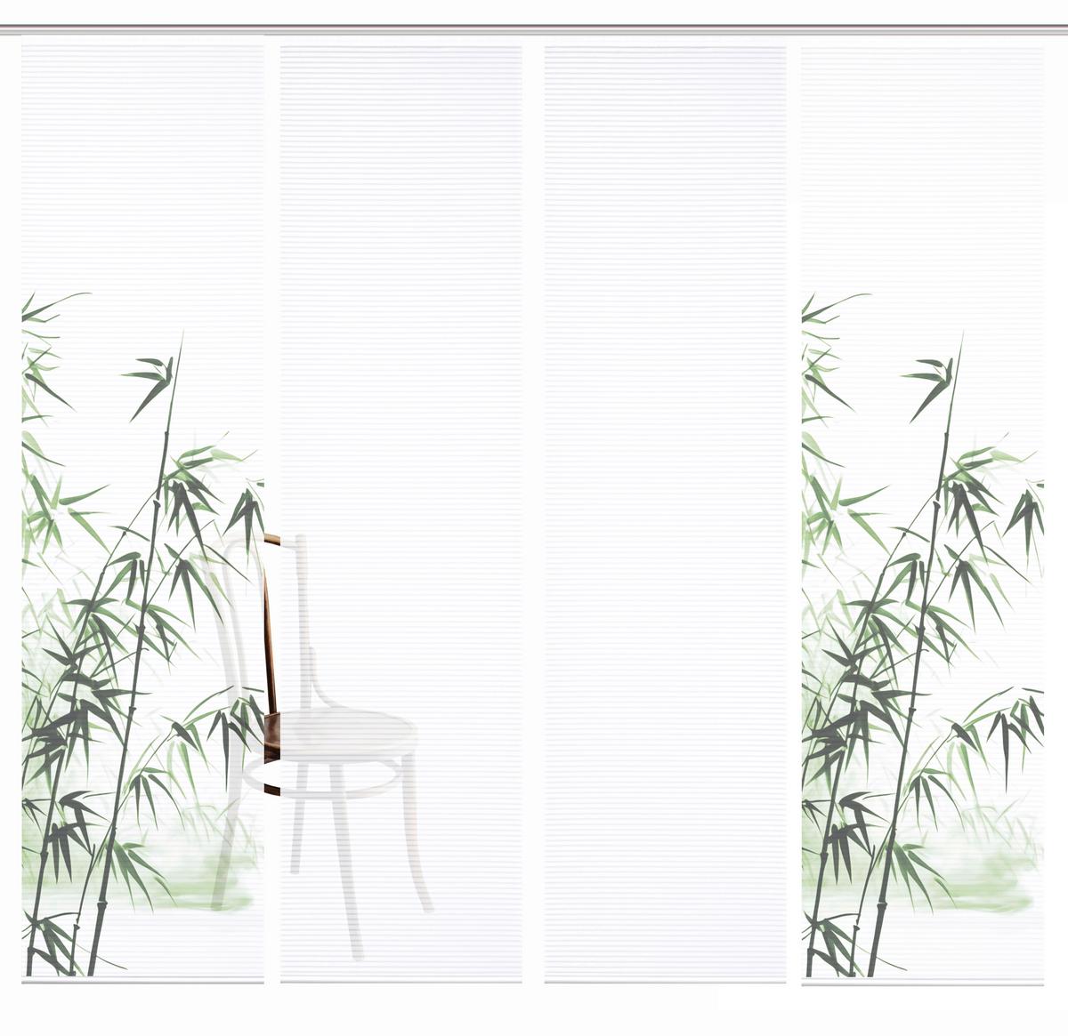 Flächenvorhang Rufus 4er Set - Weiß/Grün, Natur, Textil (60/245cm)