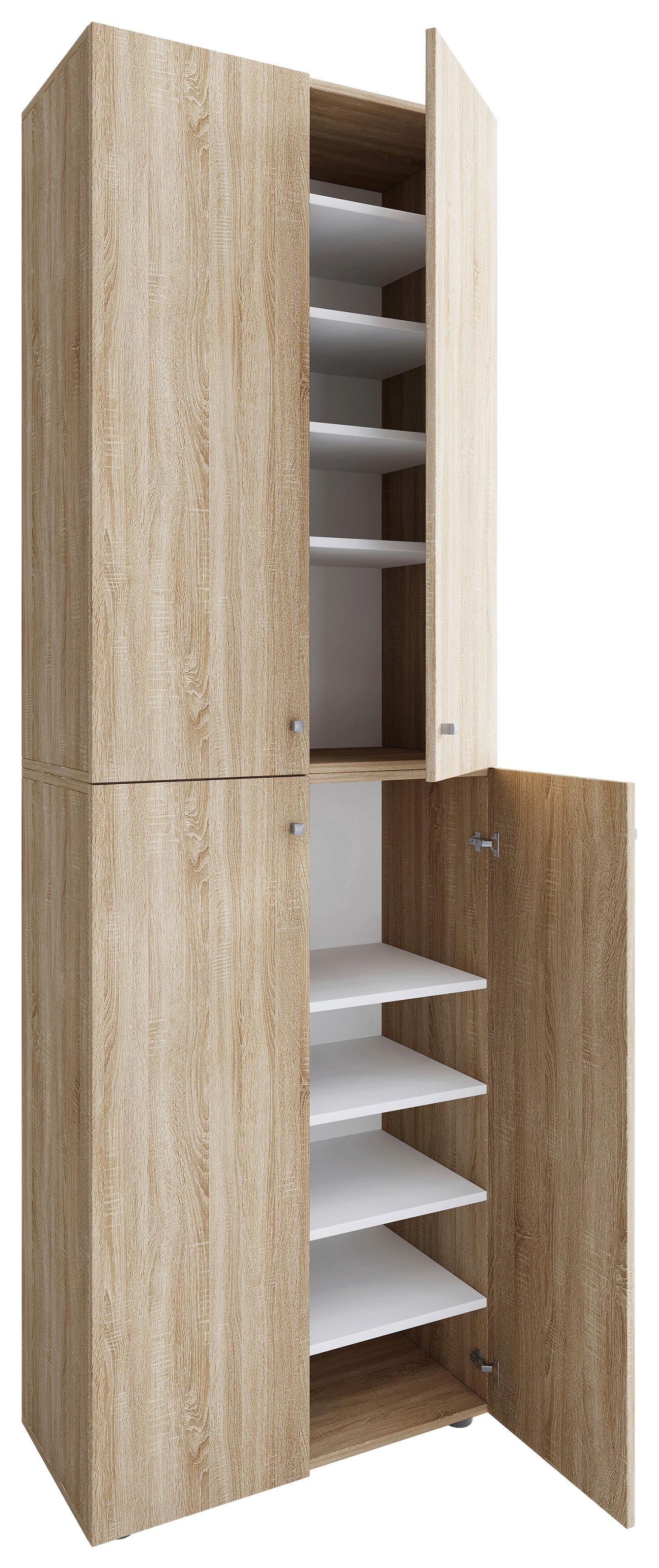 Schuhschrank Lona Sonoma Eiche Dekor B:70cm - Schwarz/Sonoma Eiche, Design, Holzwerkstoff (70/220/40cm) - MID.YOU