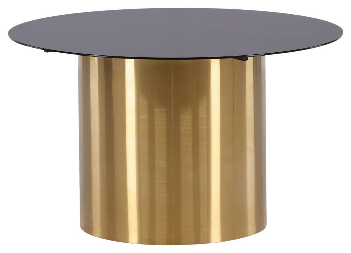 Couchtisch Ystad - Goldfarben/Schwarz, Design, Glas/Metall (80/80/46cm) - Livetastic