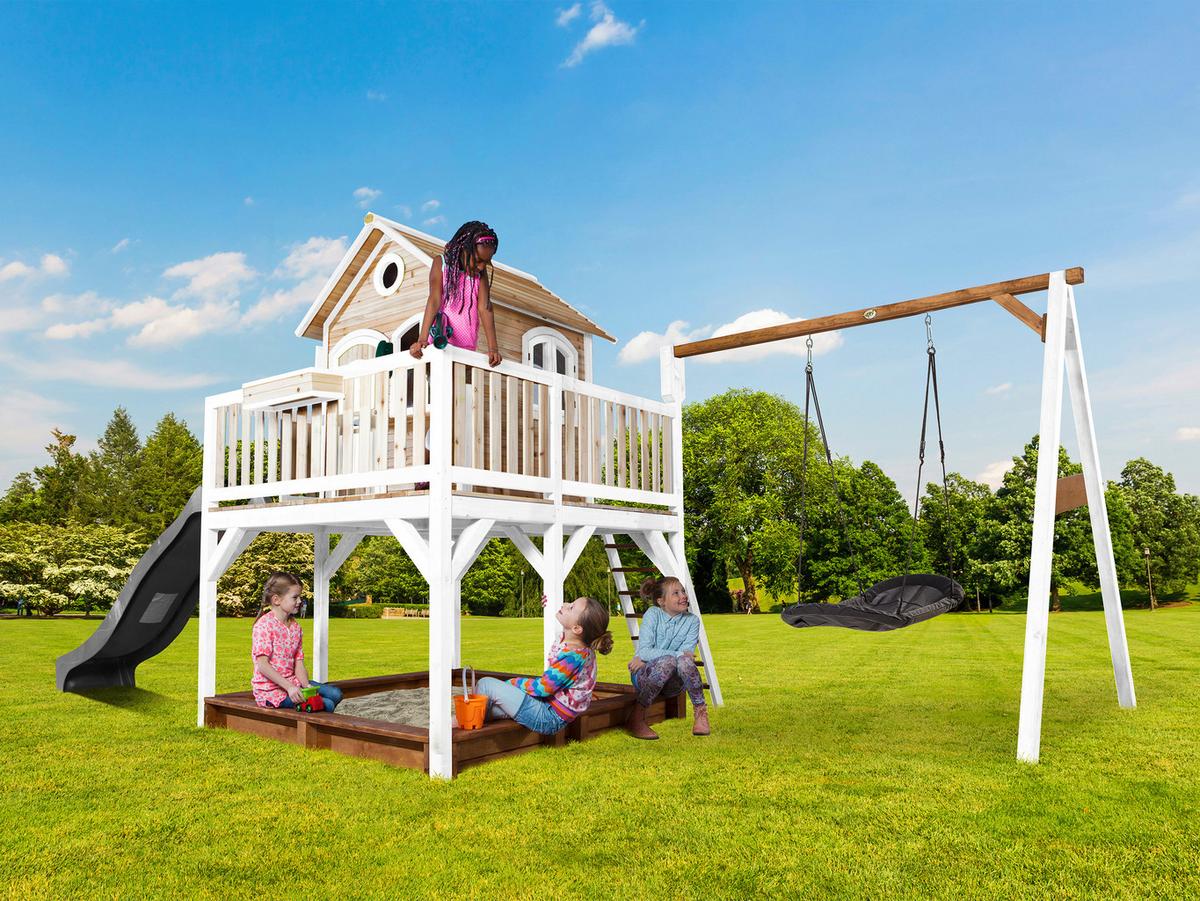 Spielturm A030.158.81 - Braun/Weiß, KONVENTIONELL, Holz (613/291/277cm) - Ambia Garden