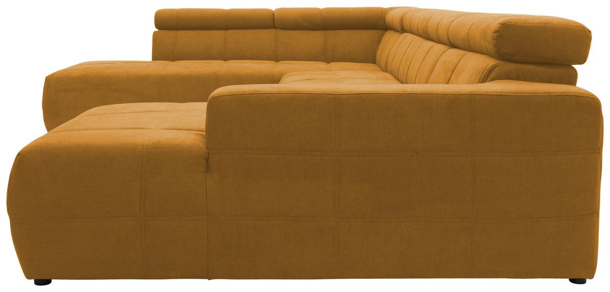 Wohnlandschaft Brandon Kopfteilverstellung Orange - Schwarz/Orange, Design, Textil (228/359/175cm) - MID.YOU