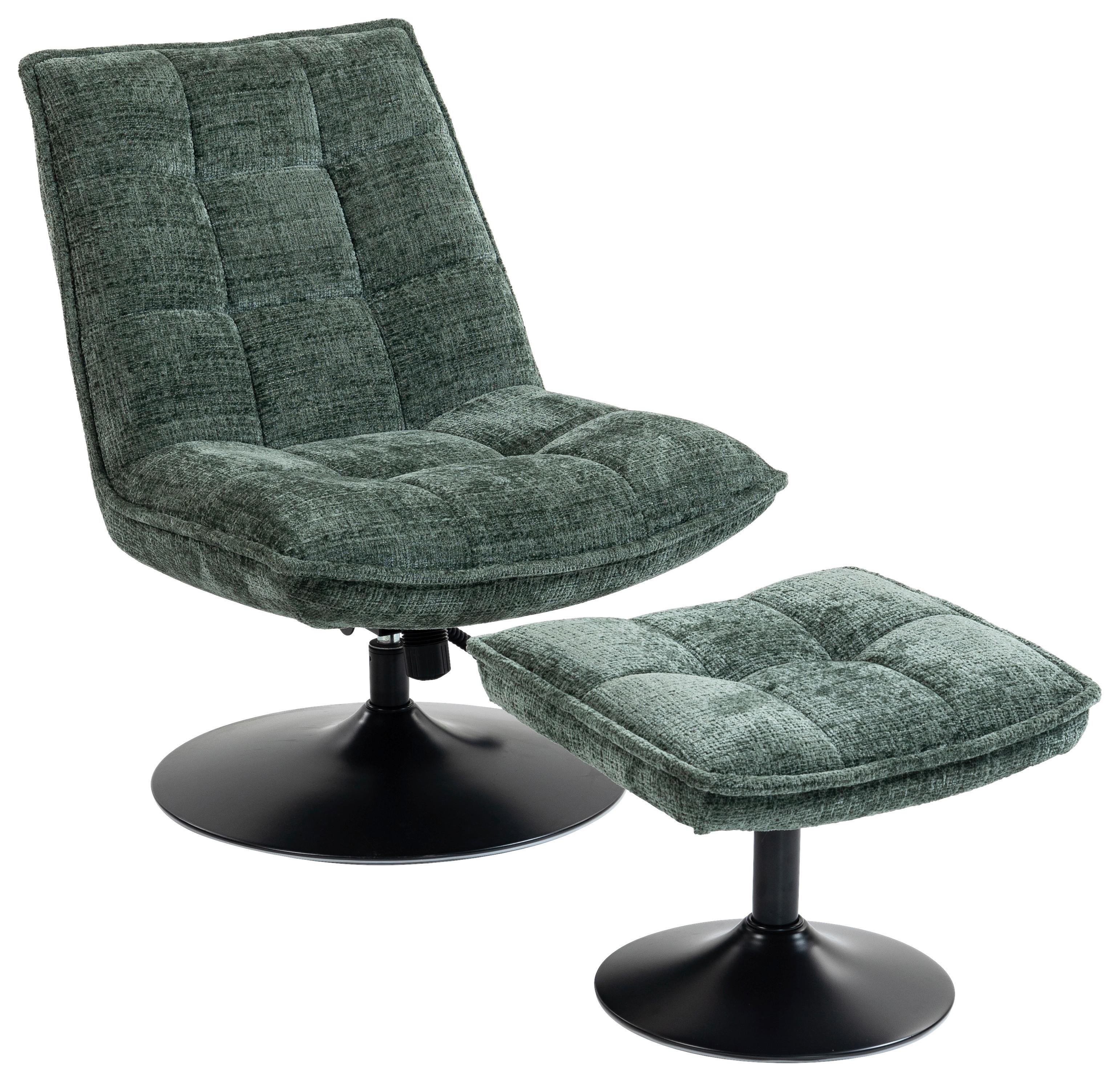 Relaxliege Kairo Grün Sitzfläche drehbar, B: 71 cm - Schwarz/Grün, MODERN, Holz/Textil (71/88/89cm)