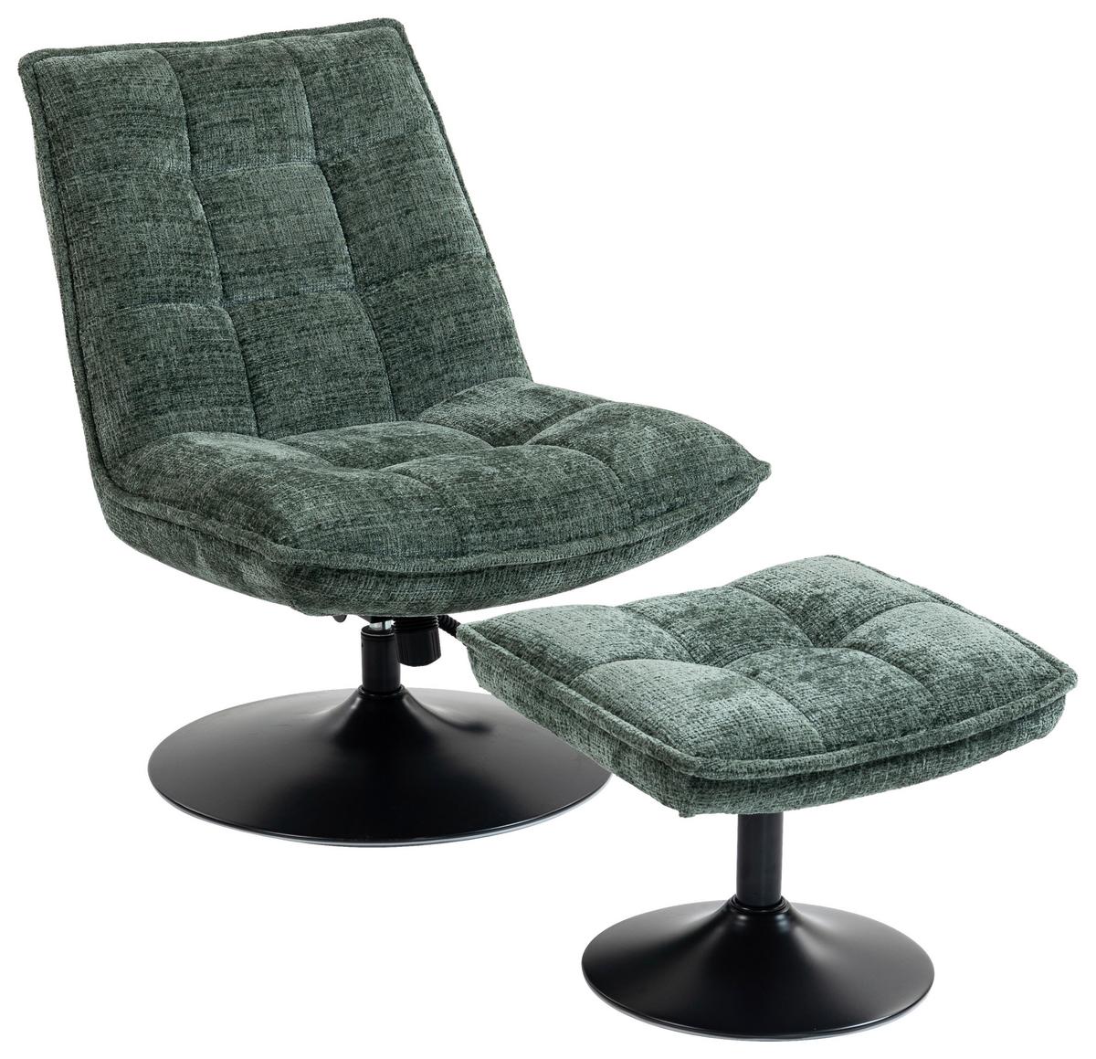 Relaxliege Kairo Grün Sitzfläche drehbar, B: 71 cm - Schwarz/Grün, MODERN, Holz/Textil (71/88/89cm)