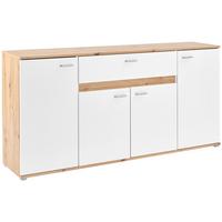 Kommode Carmen Artisan/ Weiß B: 160 Cm - Silberfarben/Weiß, Trend, Holzwerkstoff (160/80/35cm) - Based