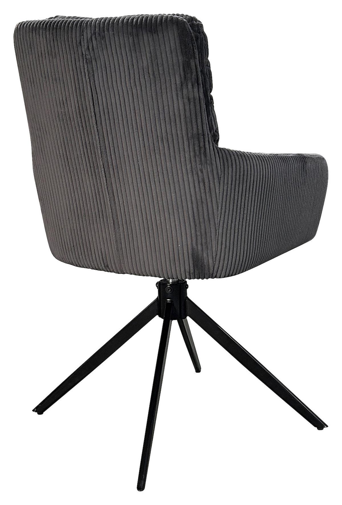 Armlehnstuhl-Set Pura, drehbar, Dunkelgrau 2er - Dunkelgrau/Schwarz, Design, Textil/Metall (58/88/64cm) - MID.YOU