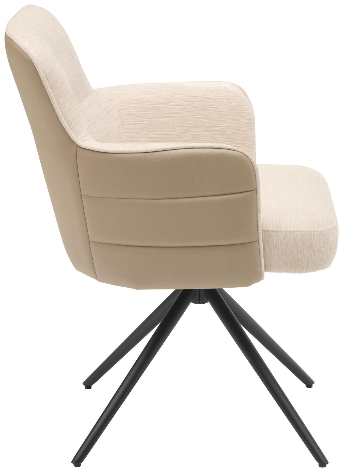 Armlehnstuhl Mia Webstoff Beige, B: 58 cm - Beige/Schwarz, KONVENTIONELL, Textil/Metall (58/82/64cm) - MID.YOU