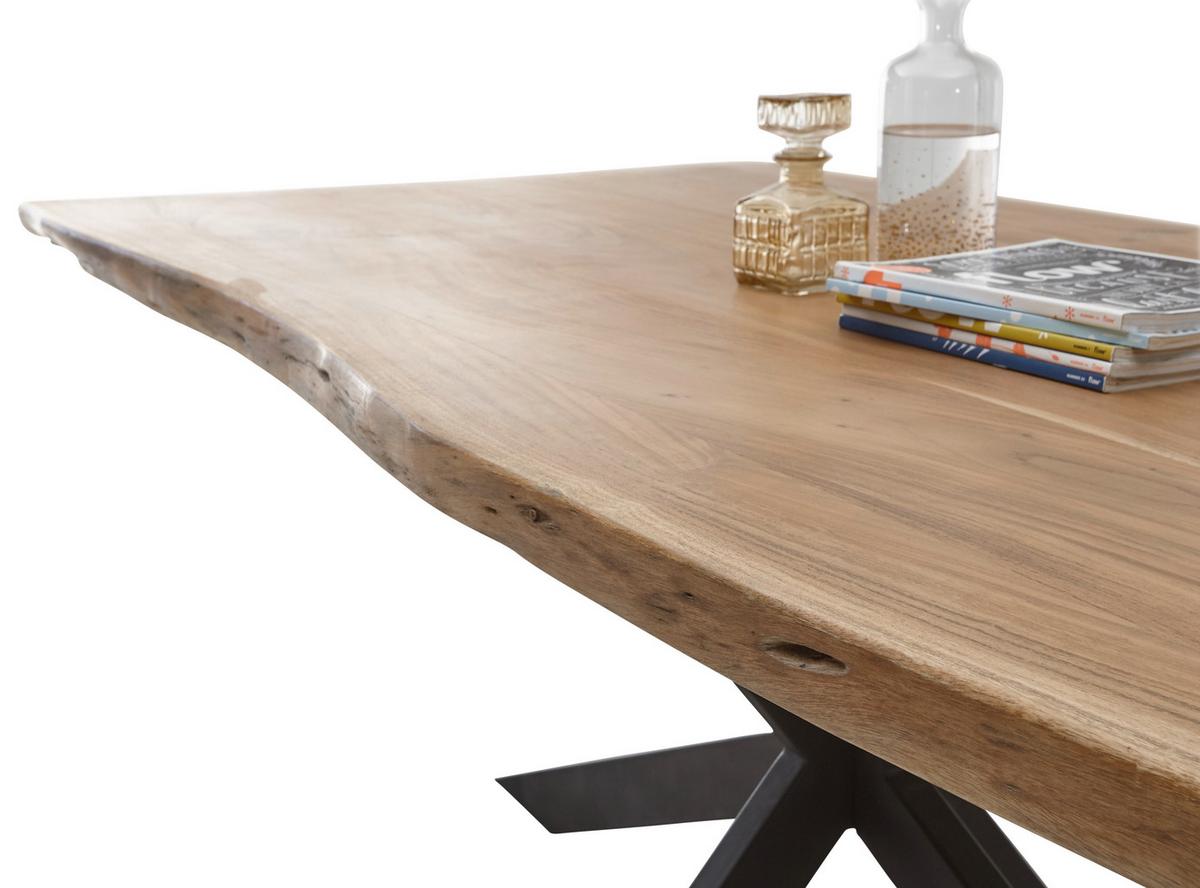 Esstisch Jaro - Schwarz/Akaziefarben, KONVENTIONELL, Holz/Metall (200/100/76,5cm) - Livetastic