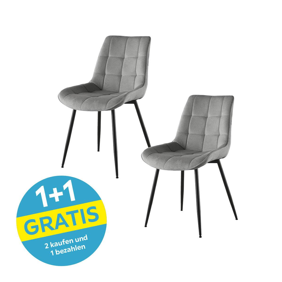 Stuhl Lenny - Schwarz/Grau, LIFESTYLE, Holz/Textil (54/88/60cm) - Livetastic