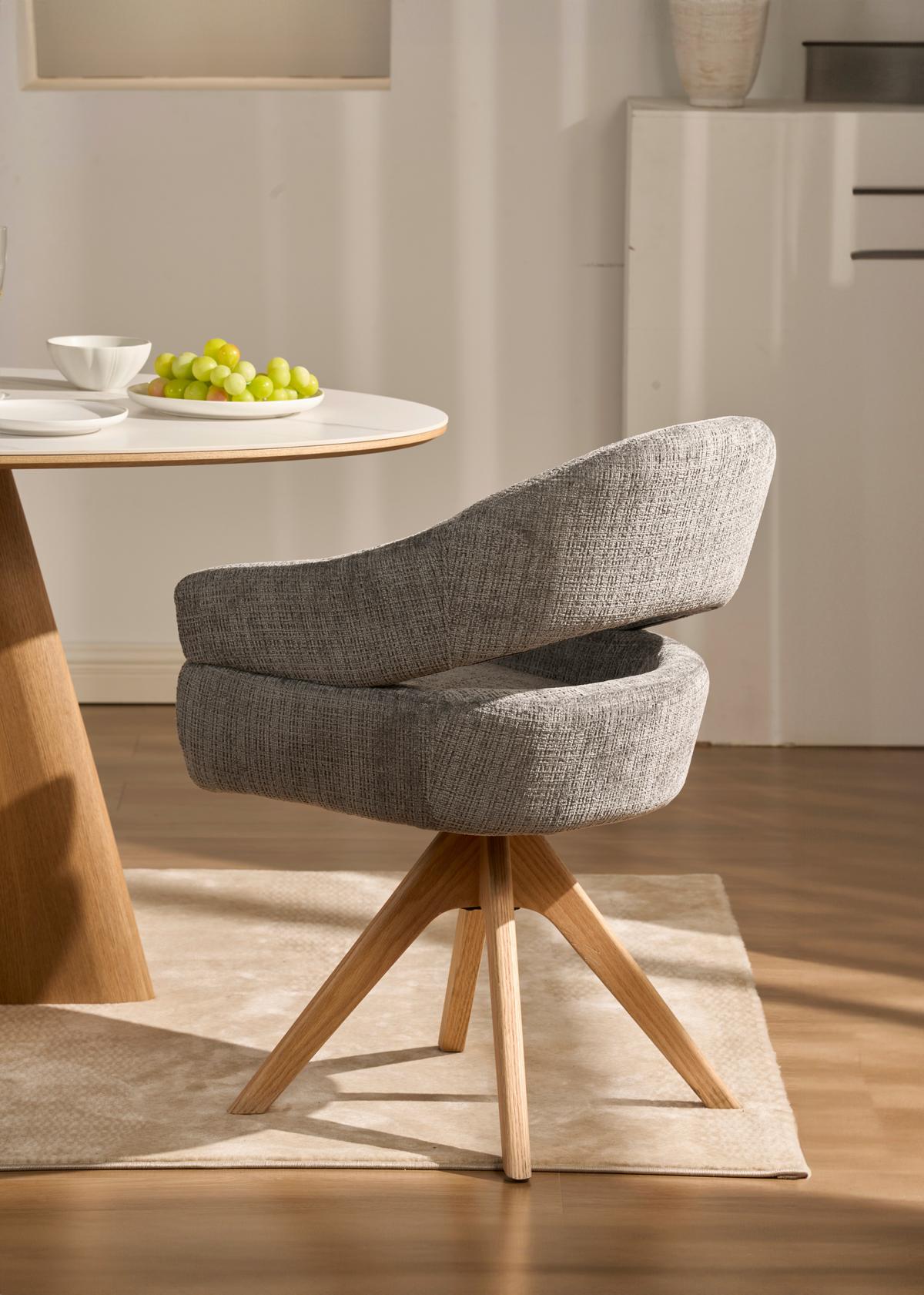 Armlehnstuhl Cleo Grau/Eichefarben B: 58 cm - Eichefarben/Grau, MODERN, Holz/Textil (58/85/62cm) - Livetastic